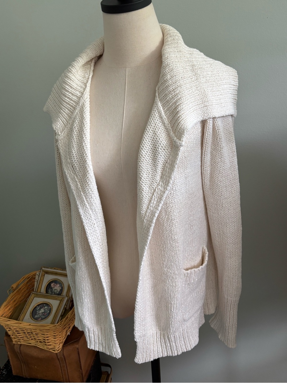 J. Crew Cream Double-Breasted Sailor Collar Cardigan Sweater